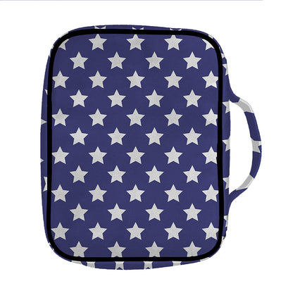 Blue And White USA Star Pattern Print Front Pocket Bible Bag