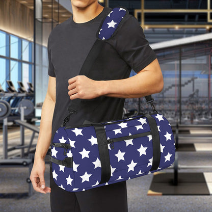 Blue And White USA Star Pattern Print Gym Bag