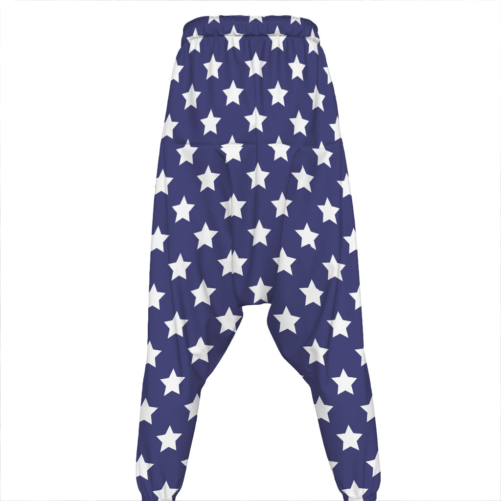 Blue And White USA Star Pattern Print Hammer Pants