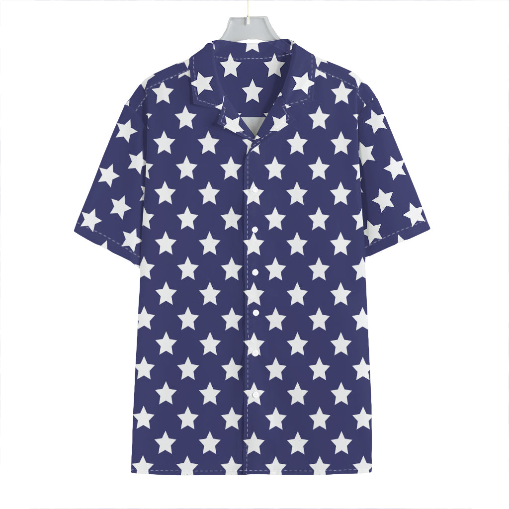 Blue And White USA Star Pattern Print Hawaiian Shirt