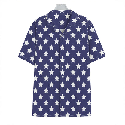 Blue And White USA Star Pattern Print Hawaiian Shirt
