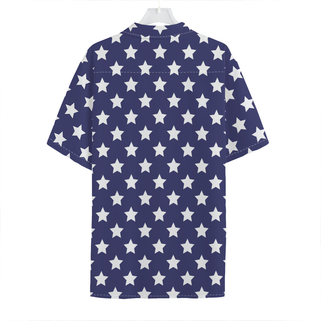 Blue And White USA Star Pattern Print Hawaiian Shirt
