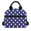 Blue And White USA Star Pattern Print Insulated Lunch Bag