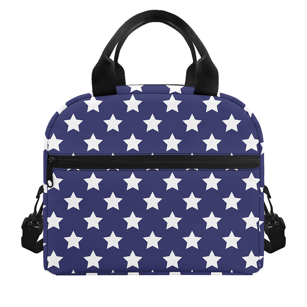 Blue And White USA Star Pattern Print Insulated Lunch Bag