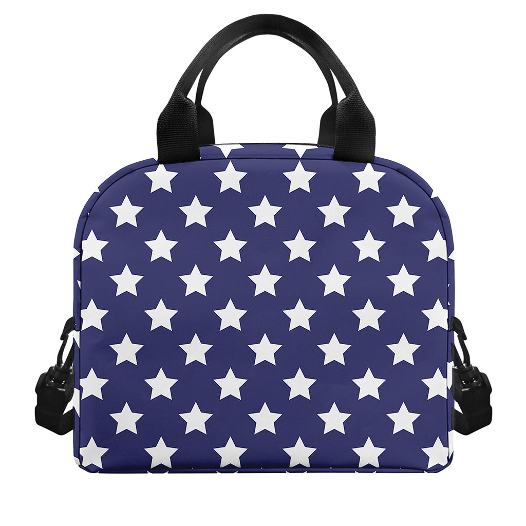 Blue And White USA Star Pattern Print Insulated Lunch Bag