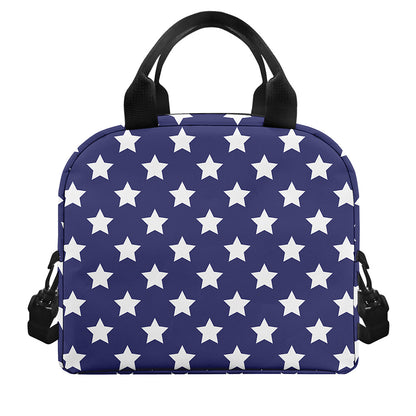 Blue And White USA Star Pattern Print Insulated Lunch Bag