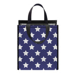 Blue And White USA Star Pattern Print Insulated Lunch Tote