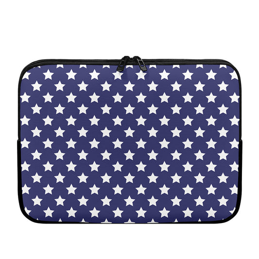 Blue And White USA Star Pattern Print Laptop Sleeve