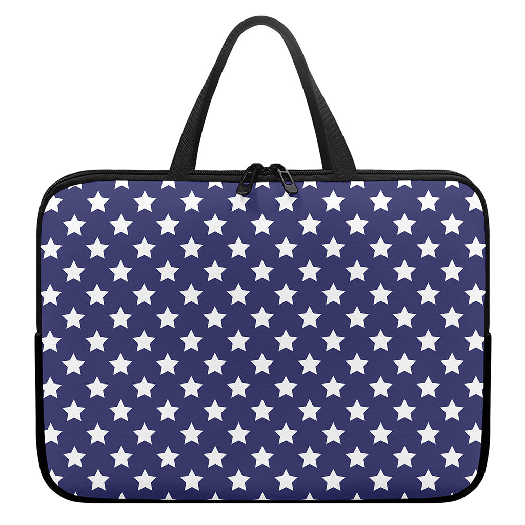 Blue And White USA Star Pattern Print Laptop Sleeve With Handle