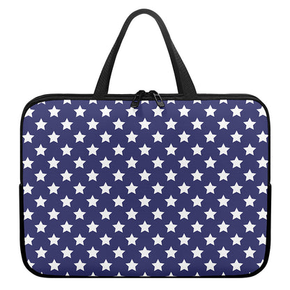Blue And White USA Star Pattern Print Laptop Sleeve With Handle