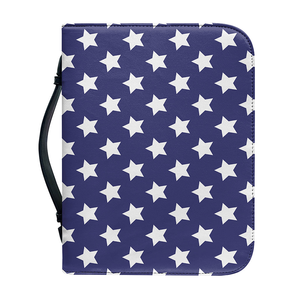 Blue And White USA Star Pattern Print Leather Bible Cover