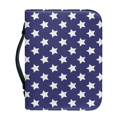 Blue And White USA Star Pattern Print Leather Bible Cover