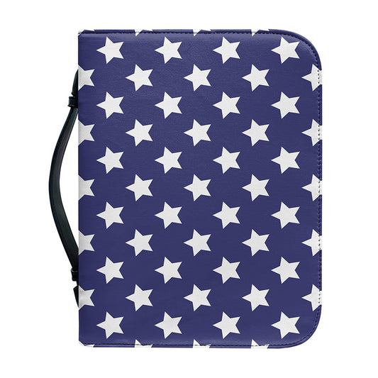 Blue And White USA Star Pattern Print Leather Bible Cover