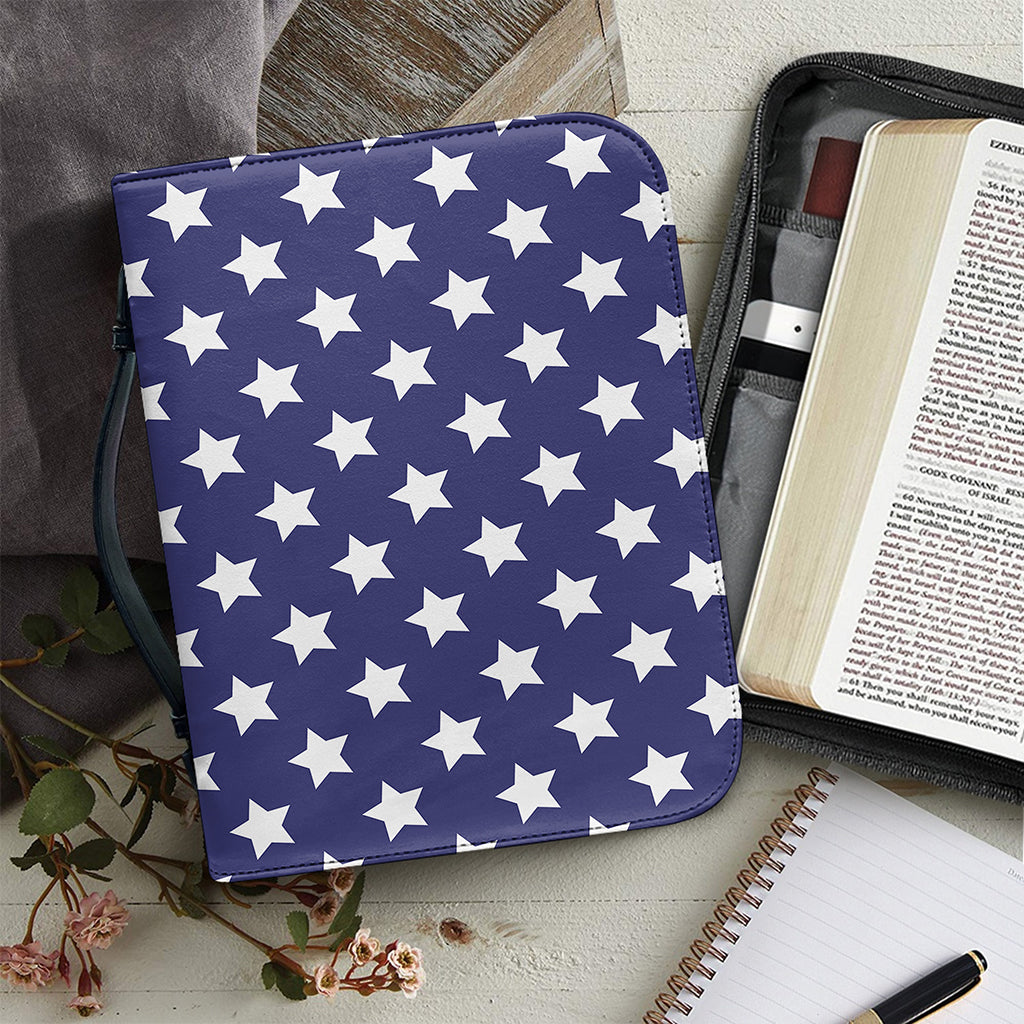Blue And White USA Star Pattern Print Leather Bible Cover