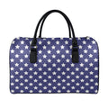 Blue And White USA Star Pattern Print Leather Duffel Bag