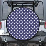 Blue And White USA Star Pattern Print Leather Spare Tire Cover