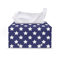 Blue And White USA Star Pattern Print Leather Tissue Box Cover