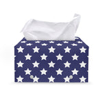 Blue And White USA Star Pattern Print Leather Tissue Box Cover