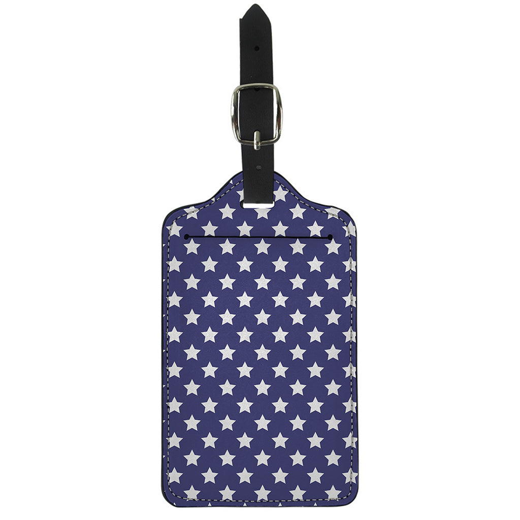 Blue And White USA Star Pattern Print Luggage Tag