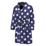 Blue And White USA Star Pattern Print Men's Bathrobe
