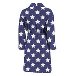 Blue And White USA Star Pattern Print Men's Bathrobe