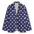 Blue And White USA Star Pattern Print Men's Blazer