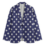 Blue And White USA Star Pattern Print Men's Blazer