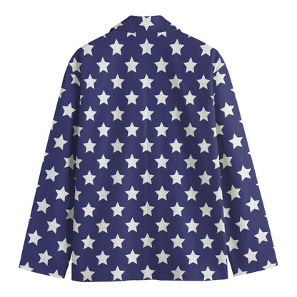 Blue And White USA Star Pattern Print Men's Blazer