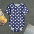 Blue And White USA Star Pattern Print Men's Bodysuit