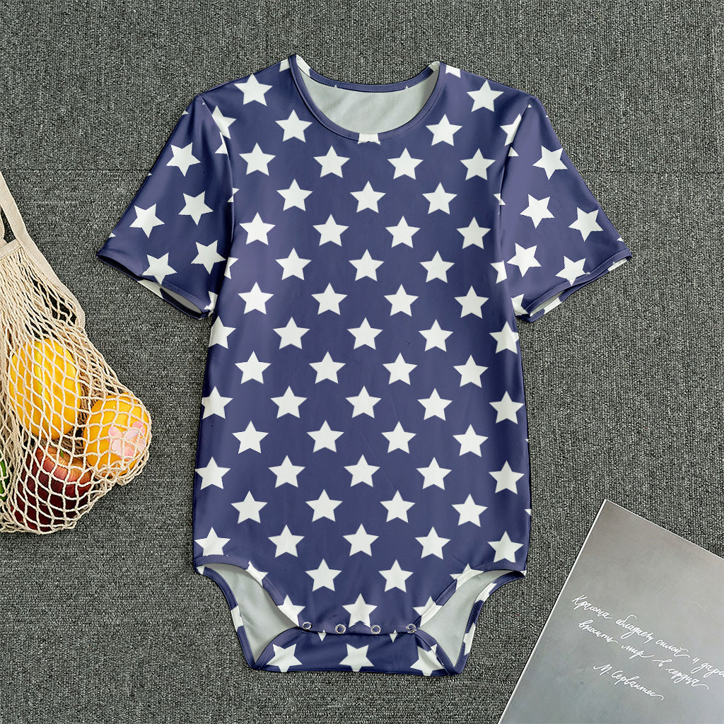 Blue And White USA Star Pattern Print Men's Bodysuit