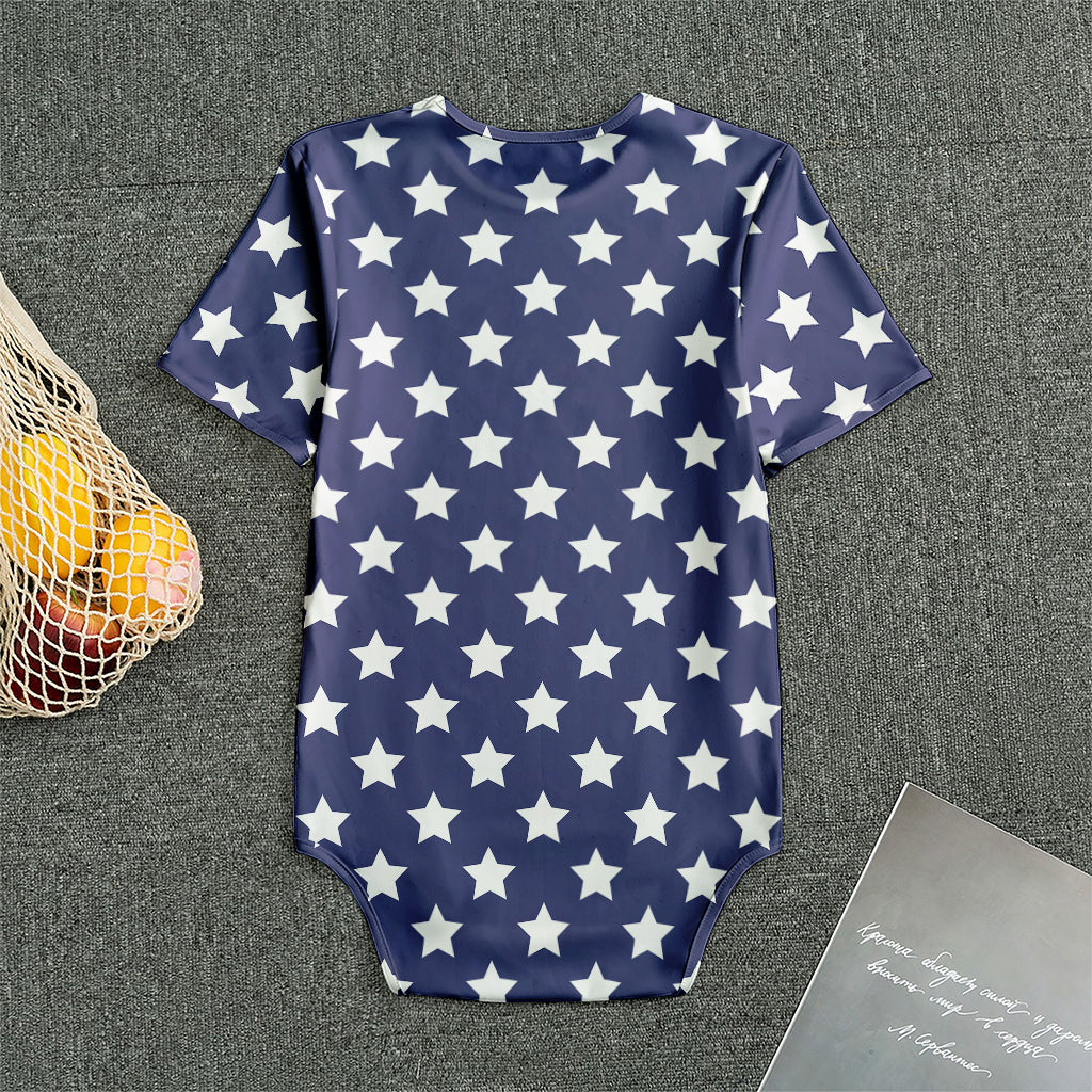 Blue And White USA Star Pattern Print Men's Bodysuit