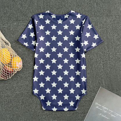 Blue And White USA Star Pattern Print Men's Bodysuit