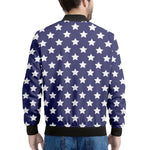 Blue And White USA Star Pattern Print Men's Bomber Jacket