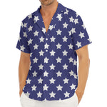 Blue And White USA Star Pattern Print Men's Deep V-Neck Shirt