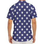 Blue And White USA Star Pattern Print Men's Deep V-Neck Shirt