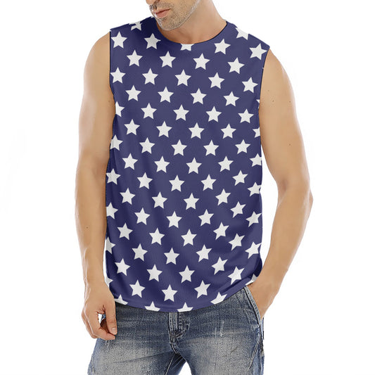 Blue And White USA Star Pattern Print Men's Fitness Tank Top