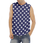 Blue And White USA Star Pattern Print Men's Fitness Tank Top
