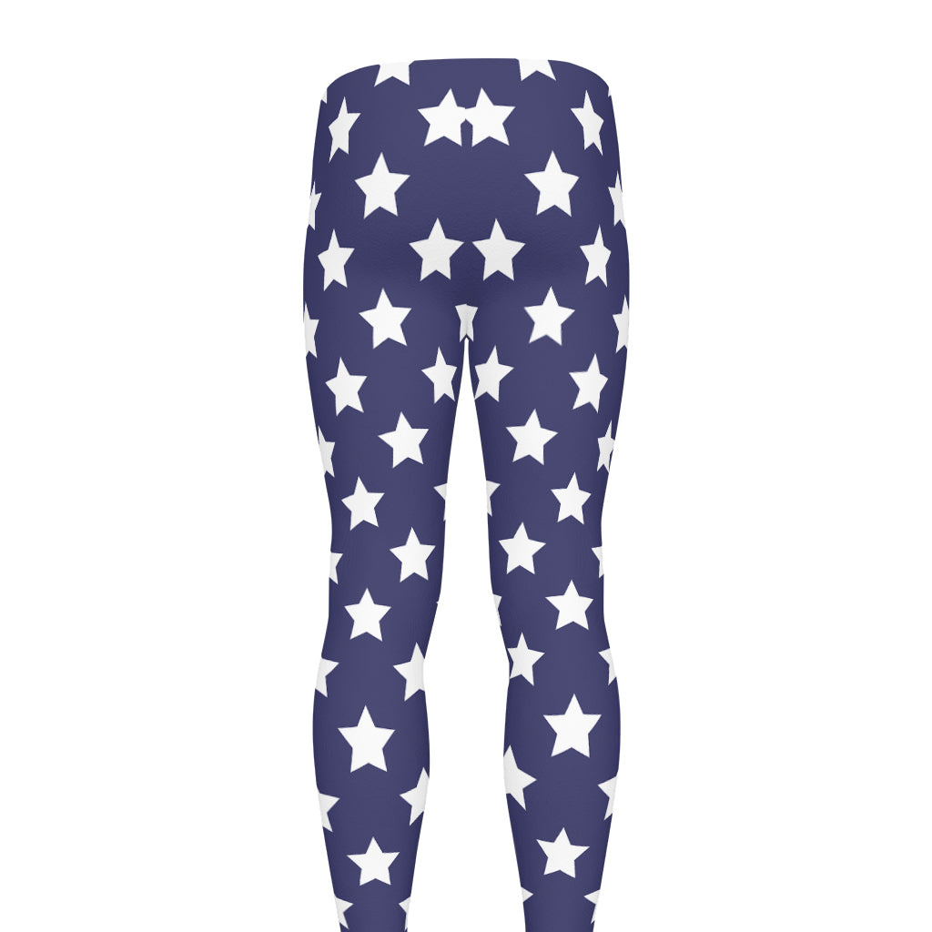 Blue And White USA Star Pattern Print Men's leggings