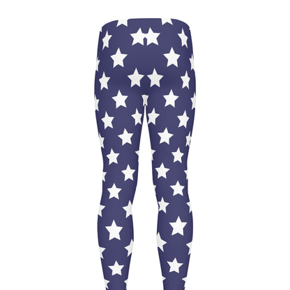 Blue And White USA Star Pattern Print Men's leggings