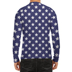 Blue And White USA Star Pattern Print Men's Long Sleeve Rash Guard