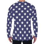 Blue And White USA Star Pattern Print Men's Long Sleeve T-Shirt