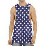 Blue And White USA Star Pattern Print Men's Muscle Tank Top