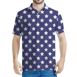Blue And White USA Star Pattern Print Men's Polo Shirt