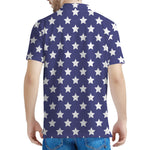 Blue And White USA Star Pattern Print Men's Polo Shirt