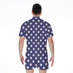 Blue And White USA Star Pattern Print Men's Rompers