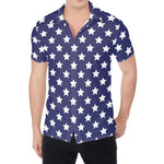 Blue And White USA Star Pattern Print Men's Shirt