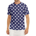 Blue And White USA Star Pattern Print Men's Short Sleeve Rash Guard
