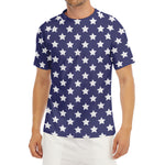 Blue And White USA Star Pattern Print Men's Short Sleeve Rash Guard