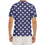 Blue And White USA Star Pattern Print Men's Short Sleeve Rash Guard