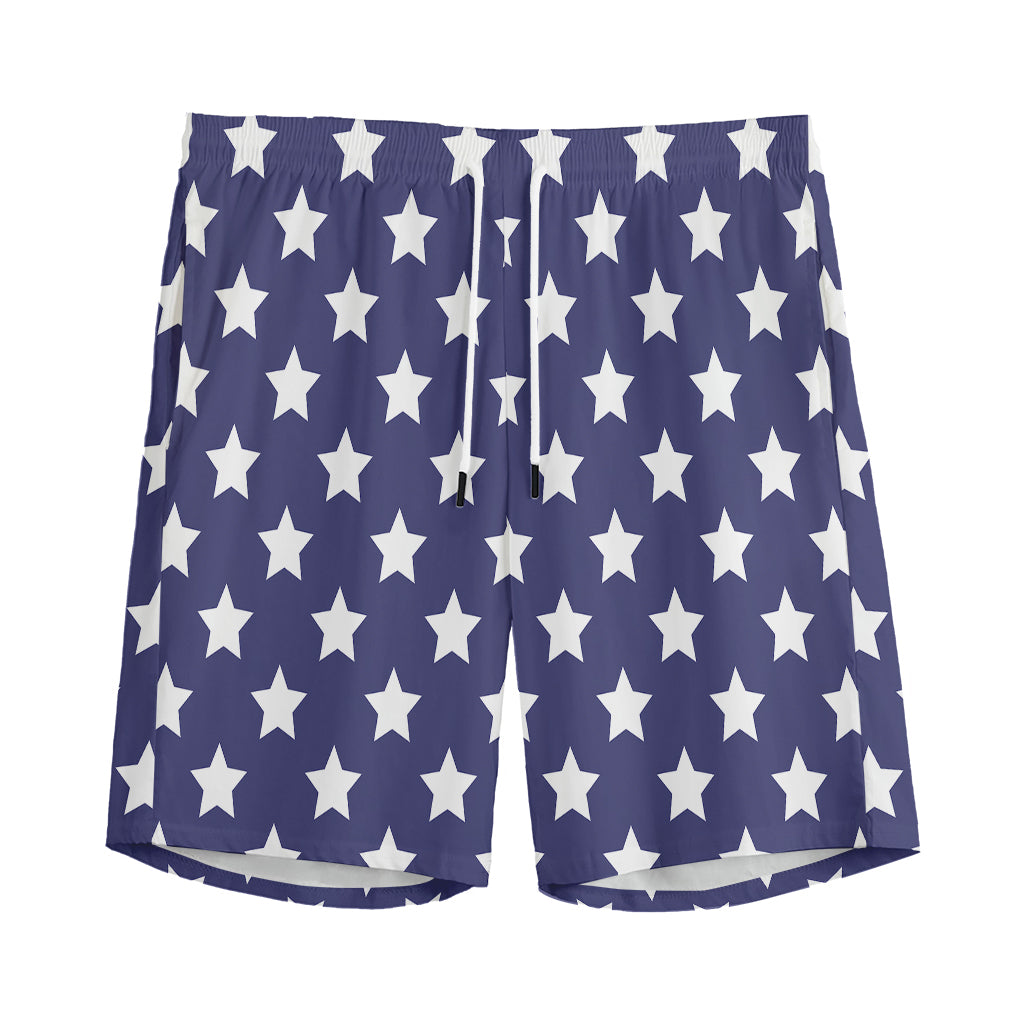 Blue And White USA Star Pattern Print Men's Sports Shorts